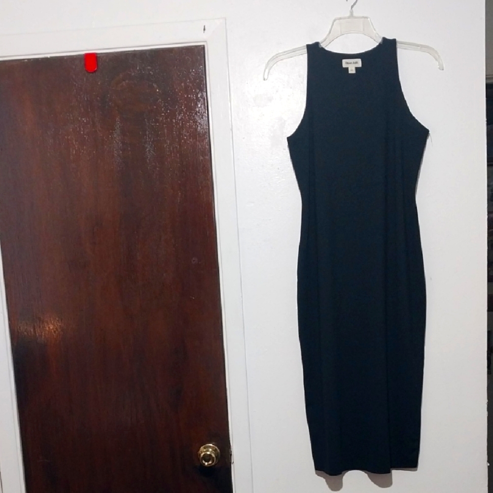 Black Sleeveless Halter Midi Dress for Cocktail